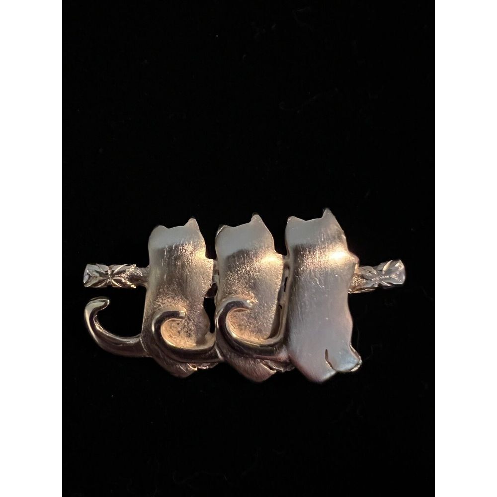 Vintage‎ Signed Ultra Craft Three Cats Kittens Pin Brooch